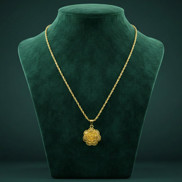 Elegant Gold Finish Floral & Traditional Pendant Necklace (1 Pc, Mix Design) by Your Brand