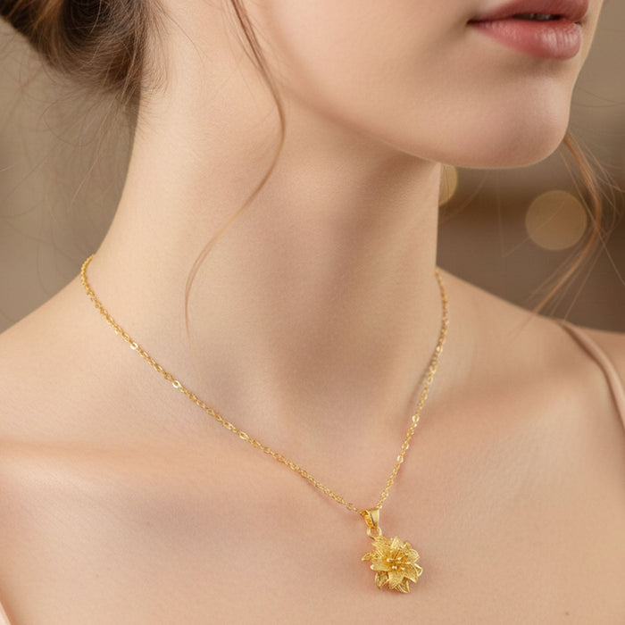 Elegant Gold Finish Floral & Traditional Pendant Necklace (1 Pc, Mix Design) by Your Brand