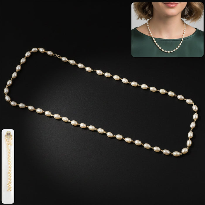 Elegant Pearl Beaded Necklace with Golden Chain Accents (1 Pc) by Your Brand