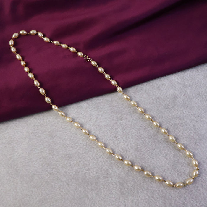 Elegant Pearl Beaded Necklace with Golden Chain Accents (1 Pc) by Your Brand