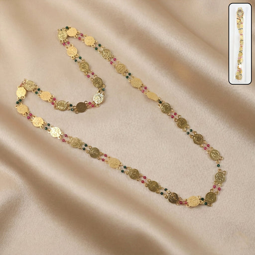 Traditional Gold-Tone Coin Beaded Necklace with Multicolor Accent Beads (1Pc) by Your Brand