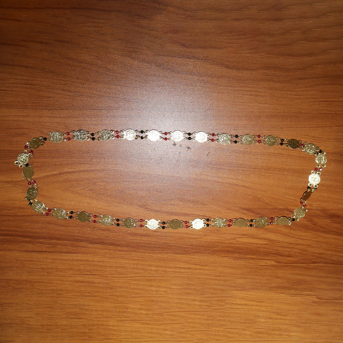 Traditional Gold-Tone Coin Beaded Necklace with Multicolor Accent Beads (1Pc) by Your Brand