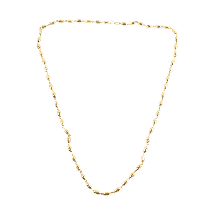 Elegant Gold-Tone Oval Bead Necklace Chain for Women (1 Pc) by Your Brand