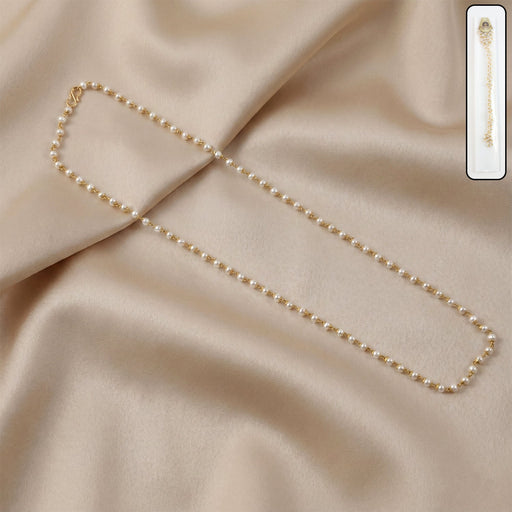 Elegant Pearl Beaded Long Necklace with Gold-Tone Link Chain (1Pc) by Your Brand