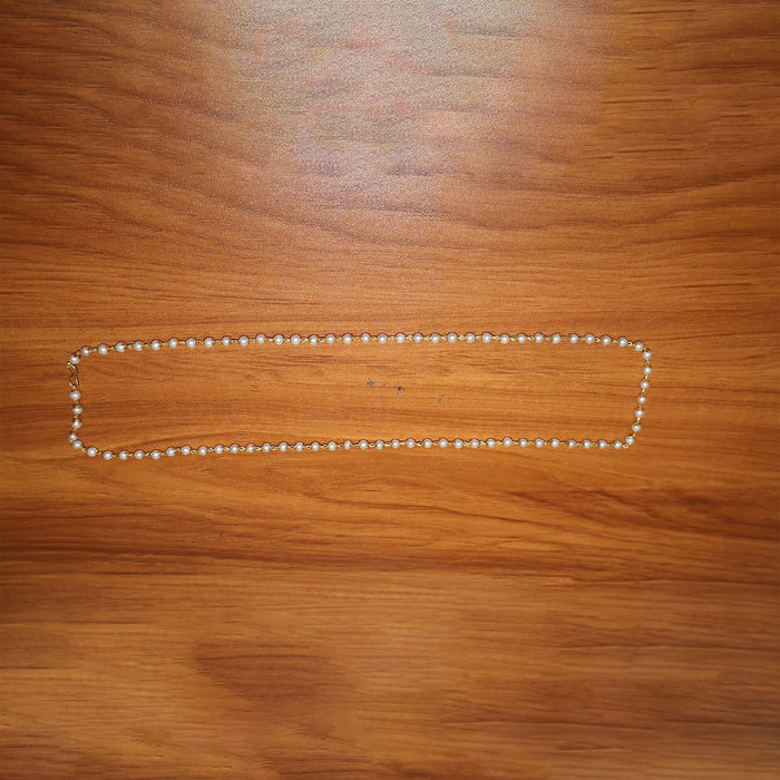 Elegant Pearl Beaded Long Necklace with Gold-Tone Link Chain (1Pc) by Your Brand
