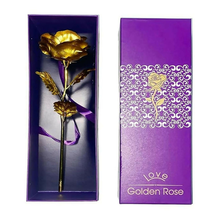 Luxury Decorative Gold Plated Artificial Golden Rose with Premium Box by Your Brand