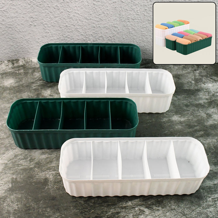5 Compartments Socks / Handkerchief / Underwear Storage Boxes, Socks tray (pack of 4)