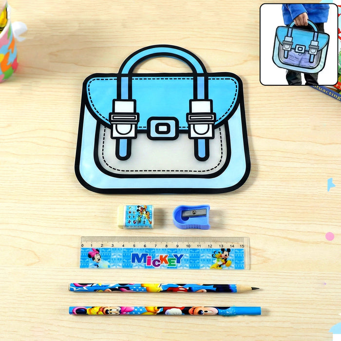 Kids 5 in 1 Stationery Kit with Cartoon Style Carry Bag by Your Brand