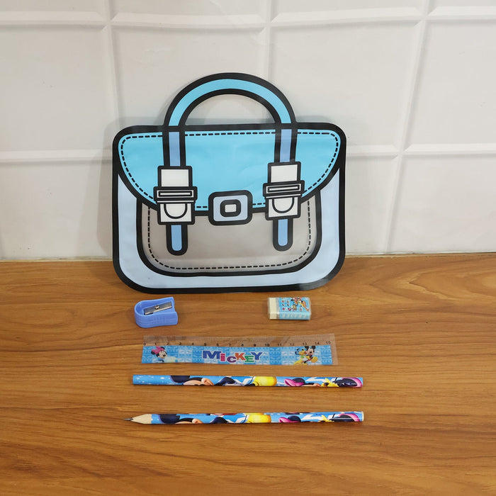 Kids 5 in 1 Stationery Kit with Cartoon Style Carry Bag by Your Brand