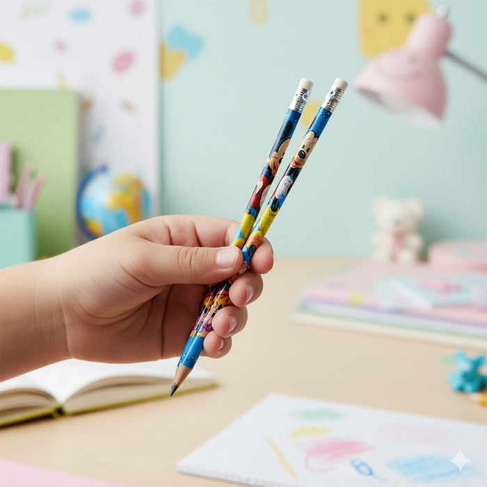 Premium Cartoon-Printed Graphite Pencils Set of 12 Pc by Your Brand