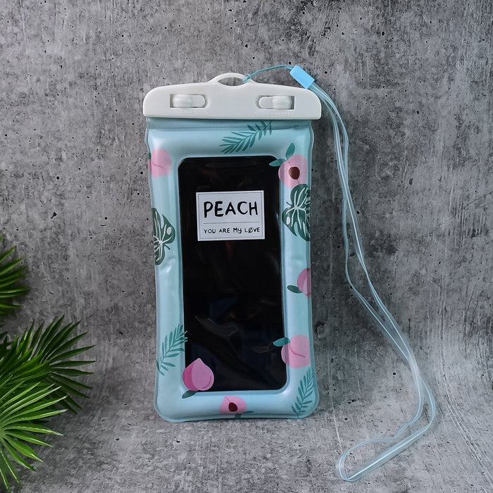 Waterproof Peach Transparent Mobile Pouch with Neck Strap (1 Pc) by Your Brand