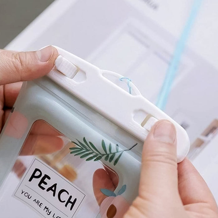Waterproof Peach Transparent Mobile Pouch with Neck Strap (1 Pc) by Your Brand