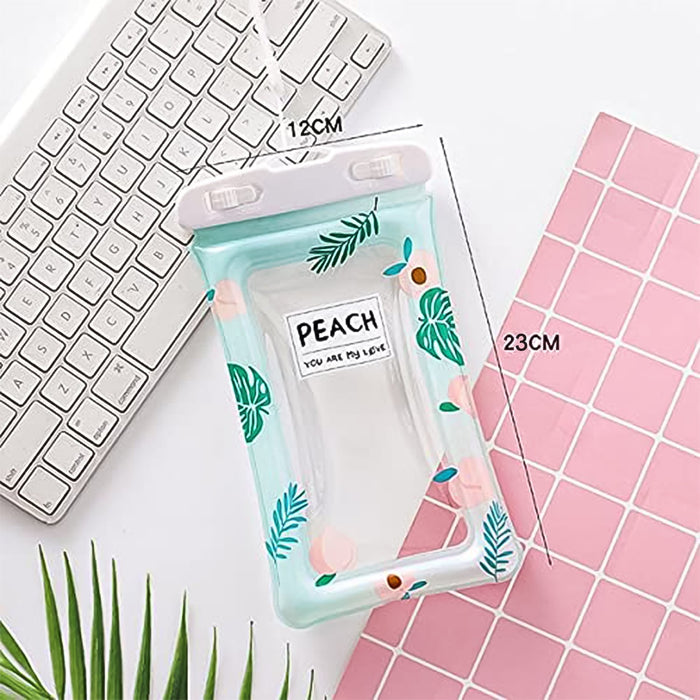 Waterproof Peach Transparent Mobile Pouch with Neck Strap (1 Pc) by Your Brand