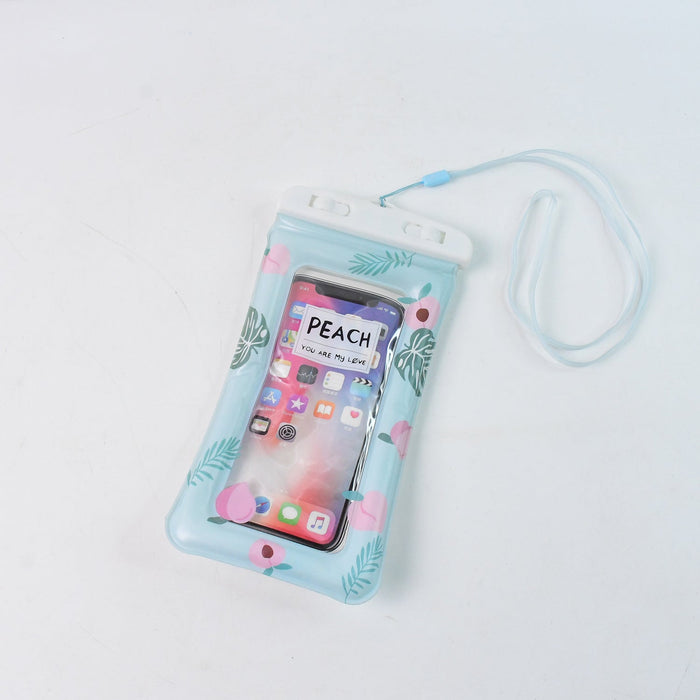Waterproof Peach Transparent Mobile Pouch with Neck Strap (1 Pc) by Your Brand