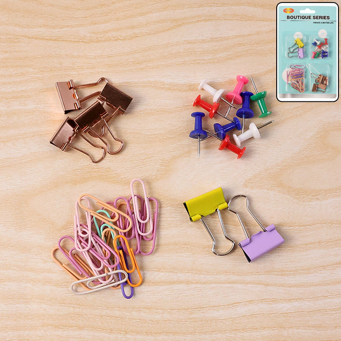 Office Stationery Clips and Pins Combo, 1 Set by Your Brand