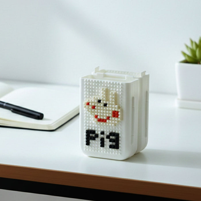 Decorative Pixel Art Style Desk Pen Holder (1 Pc) by Your Brand