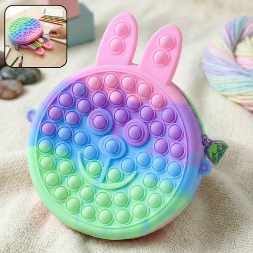 Cute Caterpillar Shape Pop It Silicone Pencil Pouch (1 Pc) by Your Brand