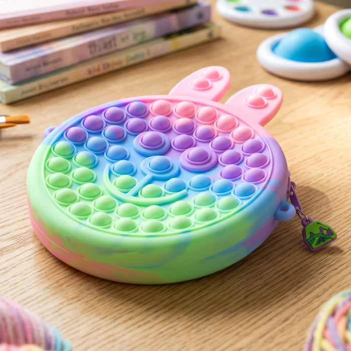 Cute Caterpillar Shape Pop It Silicone Pencil Pouch (1 Pc) by Your Brand