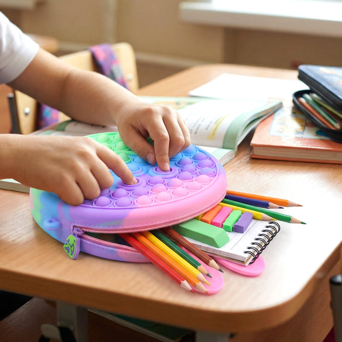 Cute Caterpillar Shape Pop It Silicone Pencil Pouch (1 Pc) by Your Brand
