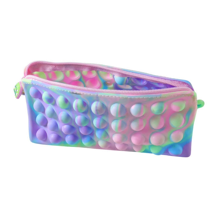 Multicolor Pop It Silicone Pencil Pouch for Kids (1 Pc, 21x10 Cm / Mix Color) by Your Brand