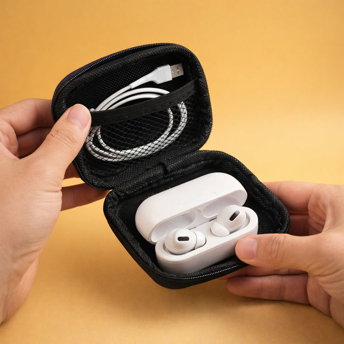 Portable Zipper Carry Case for Earbuds, Charging Cables & Small Accessories by Your Brand