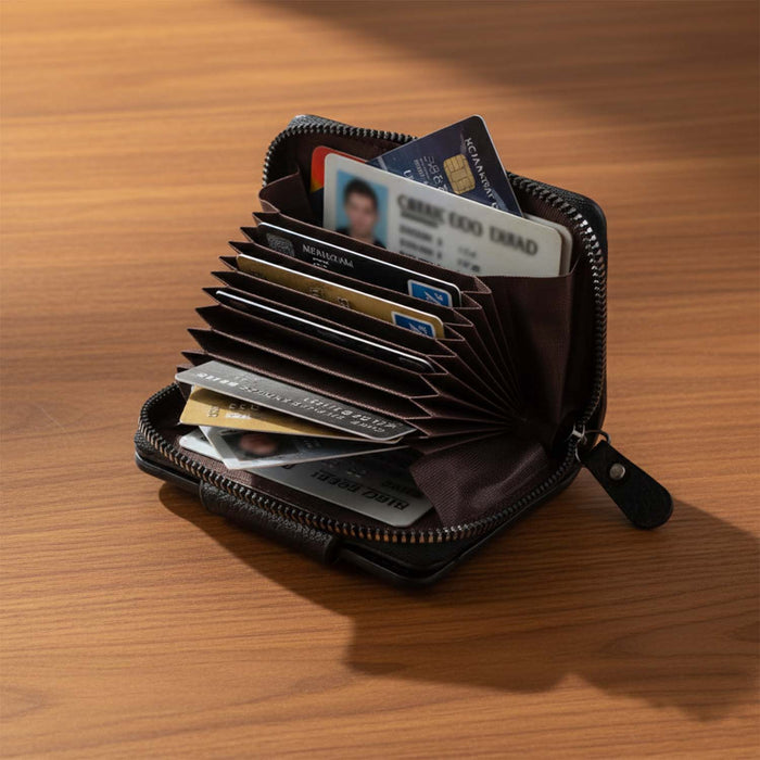 Premium Black Zip-Around Card Holder Wallet (1 Pc) by Your Brand