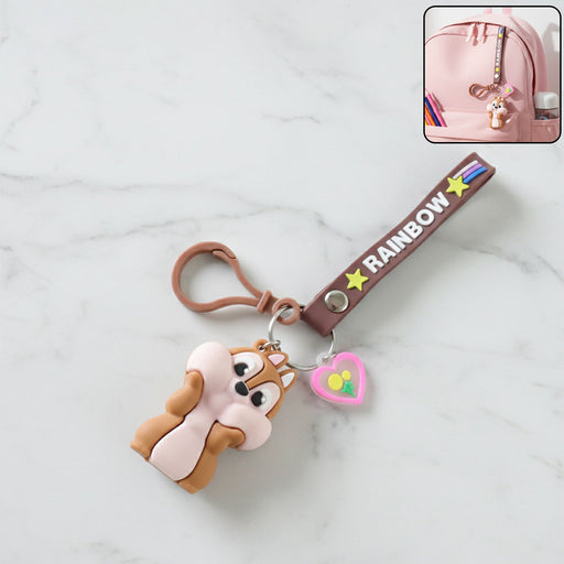 Cute Cartoon Animal Silicone Keychain with “Rainbow” Strap (1 Pc) by Your Brand