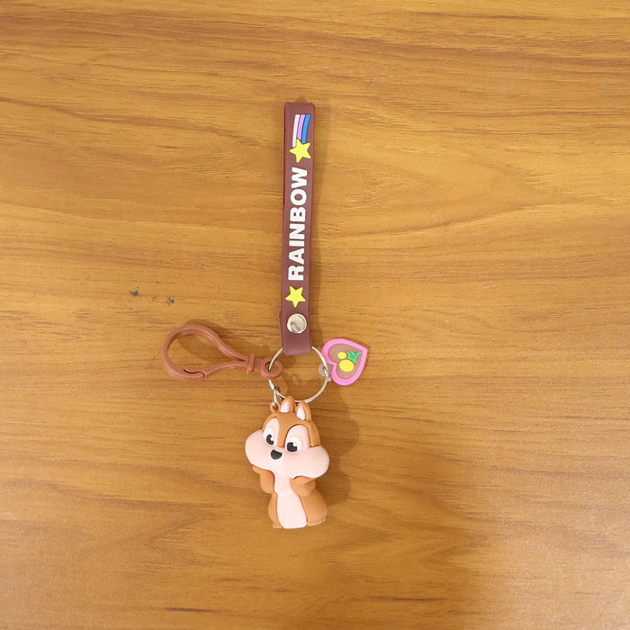 Cute Cartoon Animal Silicone Keychain with “Rainbow” Strap (1 Pc) by Your Brand