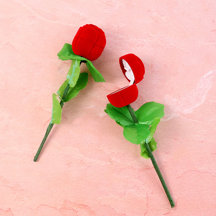 Romantic Artificial Rose Ring Box Stick – 2 Piece Flower Shaped by Your Brand
