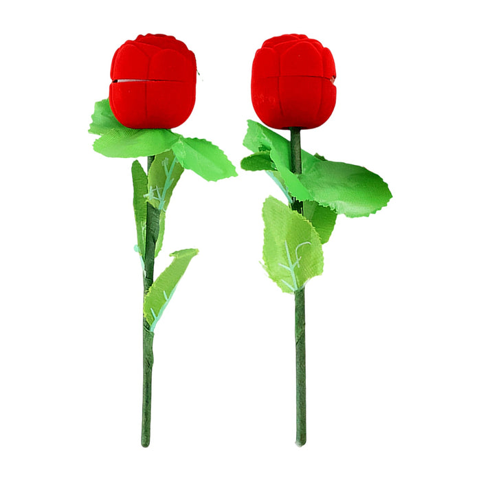 Romantic Artificial Rose Ring Box Stick – 2 Piece Flower Shaped by Your Brand