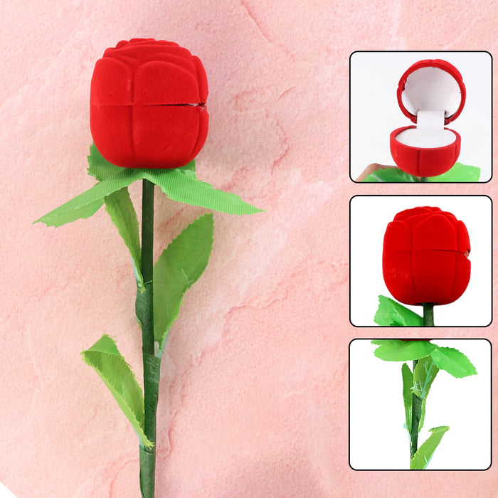 Romantic Artificial Rose Ring Box Stick – 2 Piece Flower Shaped by Your Brand