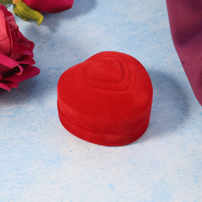 Premium Heart-Shaped Velvet Jewellery Ring Box (1 Pc) by Your Brand