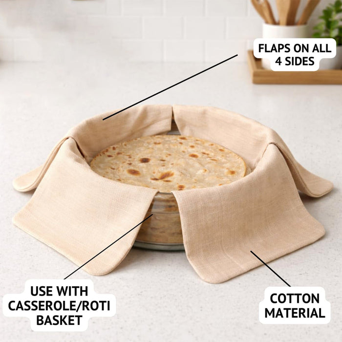 Pure Cotton Roti Mate Cloth, Round roti Cover (51 × 51 Cm, 1 Pc) by Your Brand