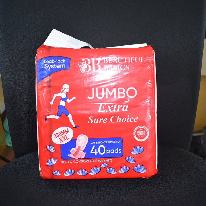 Beautiful Basics Jumbo Extra Sure Choice Sanitary Pads XXL 330mm (40 Pc)