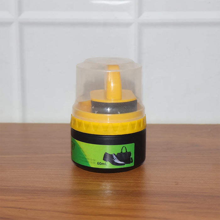 Black Shoe Polish Cream with Built-in Sponge Applicator (60 ML Approx)