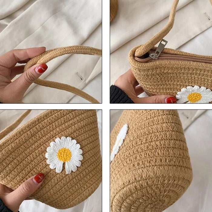 Stylish Jute Crossbody Sling Bag (1 Pc, 17x23 Cm) by Your Brand