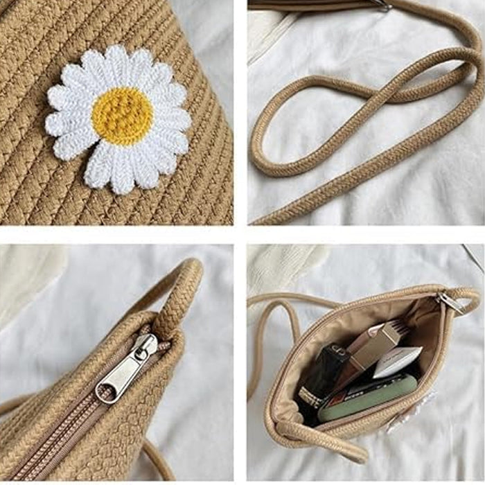 Stylish Jute Crossbody Sling Bag (1 Pc, 17x23 Cm) by Your Brand