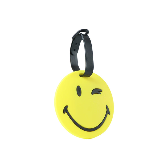 Cute Smiley Face Round Travel Identification Luggage Bag Tag (1 Pc) by Your Brand