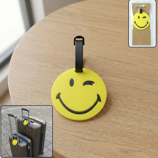 Cute Smiley Face Round Travel Identification Luggage Bag Tag (1 Pc) by Your Brand