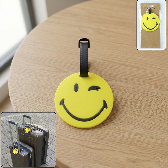 Cute Smiley Face Round Travel Identification Luggage Bag Tag (1 Pc) by Your Brand