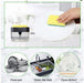 Space-saving liquid soap dispenser with sponge holder