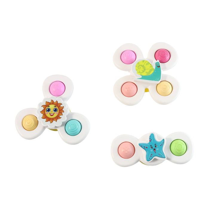 White Baby Spinner Toy Set – Sensory Suction Spin Toys (3 Pc Set) by Your Brand