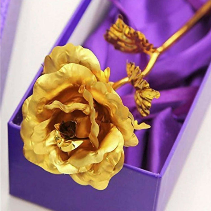 Luxury Decorative Gold Plated Artificial Golden Rose with Premium Box by Your Brand