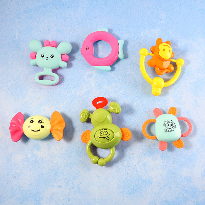 Play Cart Tiny Joys Rattle Toy Set – 6-in-1 Baby Rattles by Your Brand