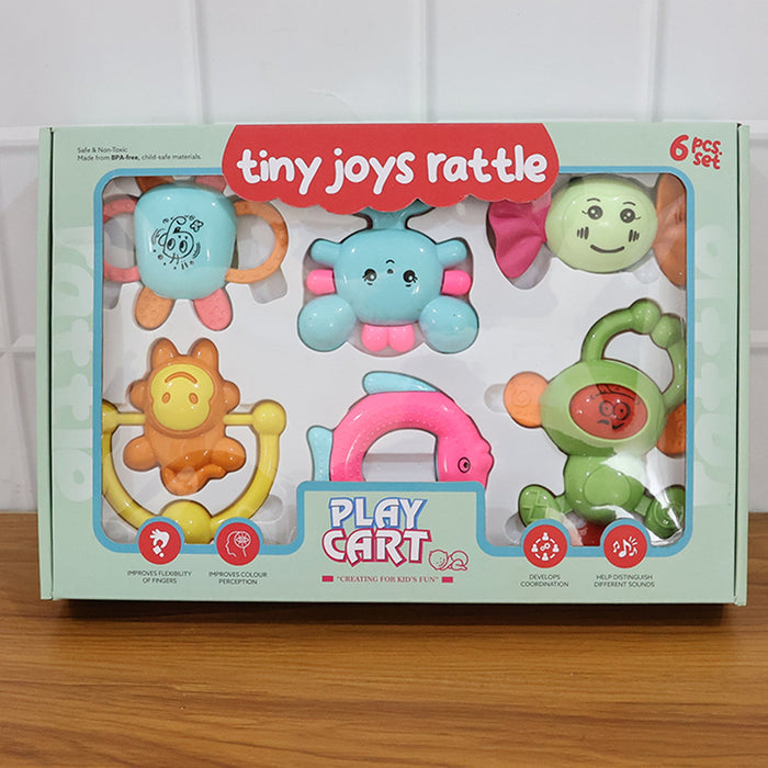 Play Cart Tiny Joys Rattle Toy Set – 6-in-1 Baby Rattles by Your Brand