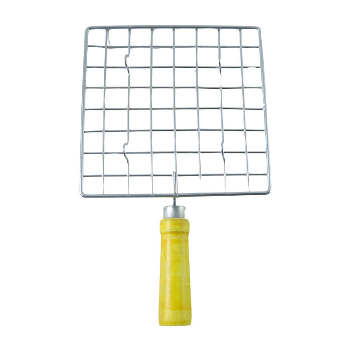 Kitchen Square Stainless Steel Roaster Jali, Barbecue Grill with Wooden Handle