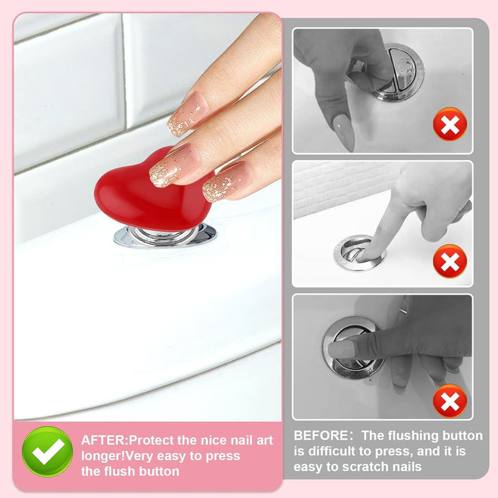 Heart-shaped Knob Pulls Toilet Press Button (4 Pc) by Your Brand