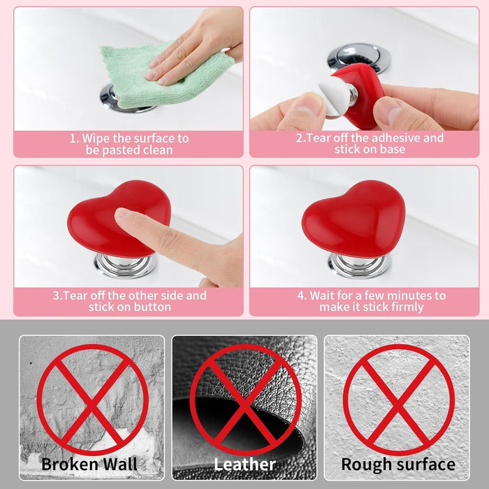 Heart-shaped Knob Pulls Toilet Press Button (4 Pc) by Your Brand