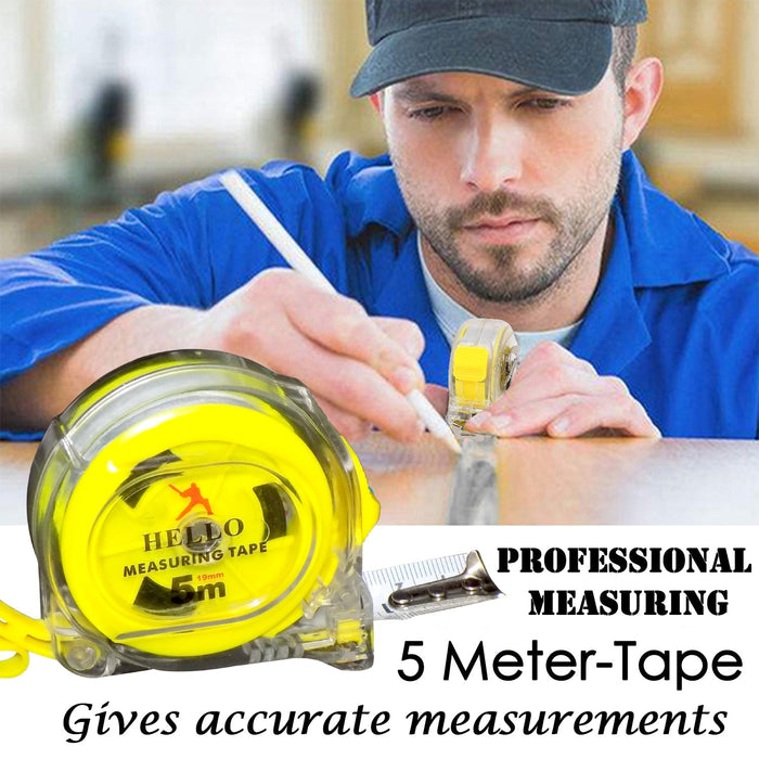Professional Measuring Tape- 5 Meter Yellow & Orange Colour (1 Pc) by Your Brand