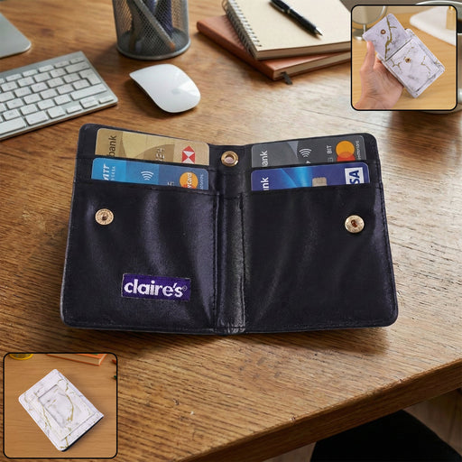 Compact Marble Finish Snap Button Card Holder Wallet (1 Pc) by Your Brand